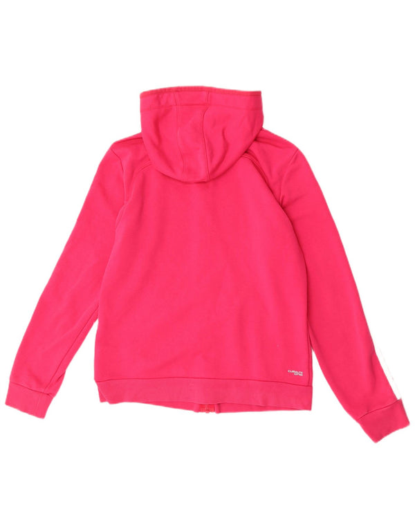 Adidas Damen Climalite Zip Hoodie Pullover UK 12/14 Mittelrosa Baumwolle