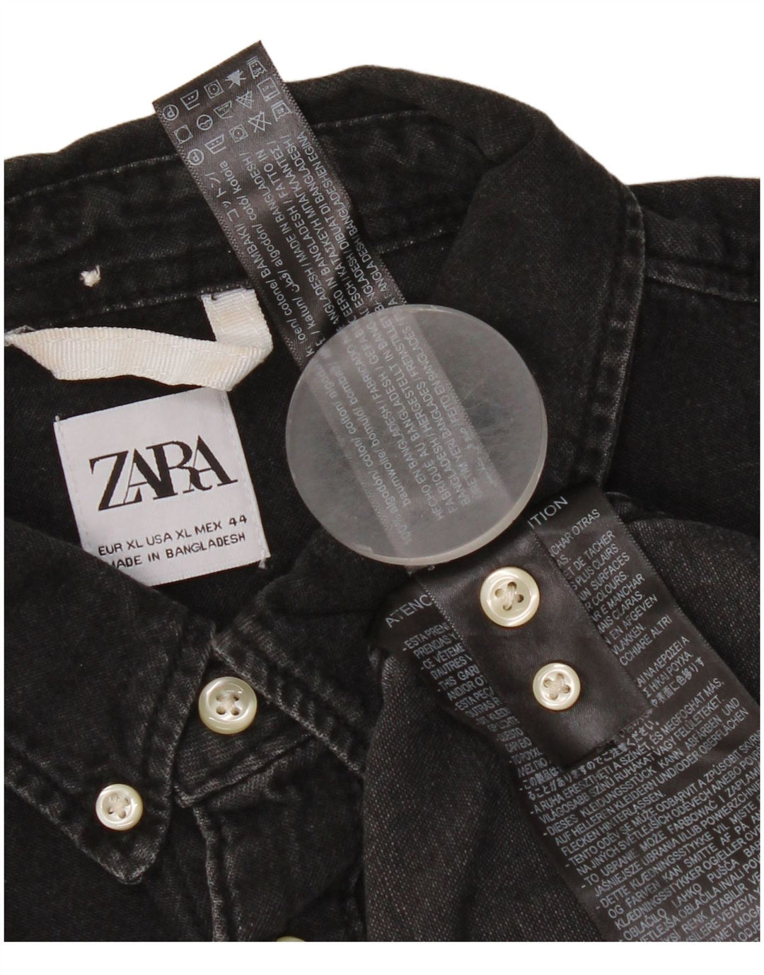 Zara Herren Jeanshemd XL Schwarz Baumwolle