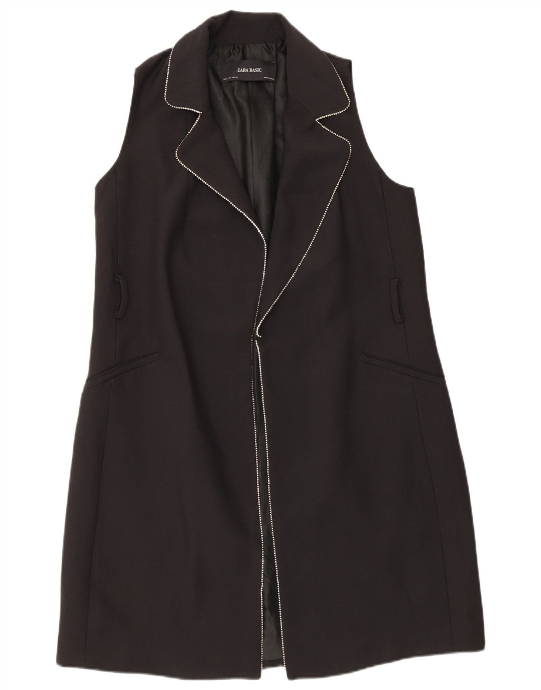 Zara Damen Ärmelloser Mantel UK 10 Small Schwarz Polyester