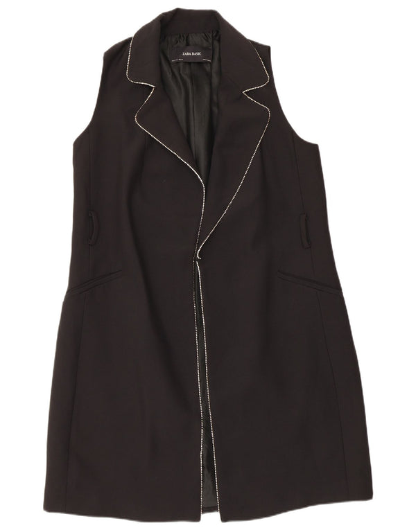 Zara Damen Ärmelloser Mantel UK 10 Small Schwarz Polyester