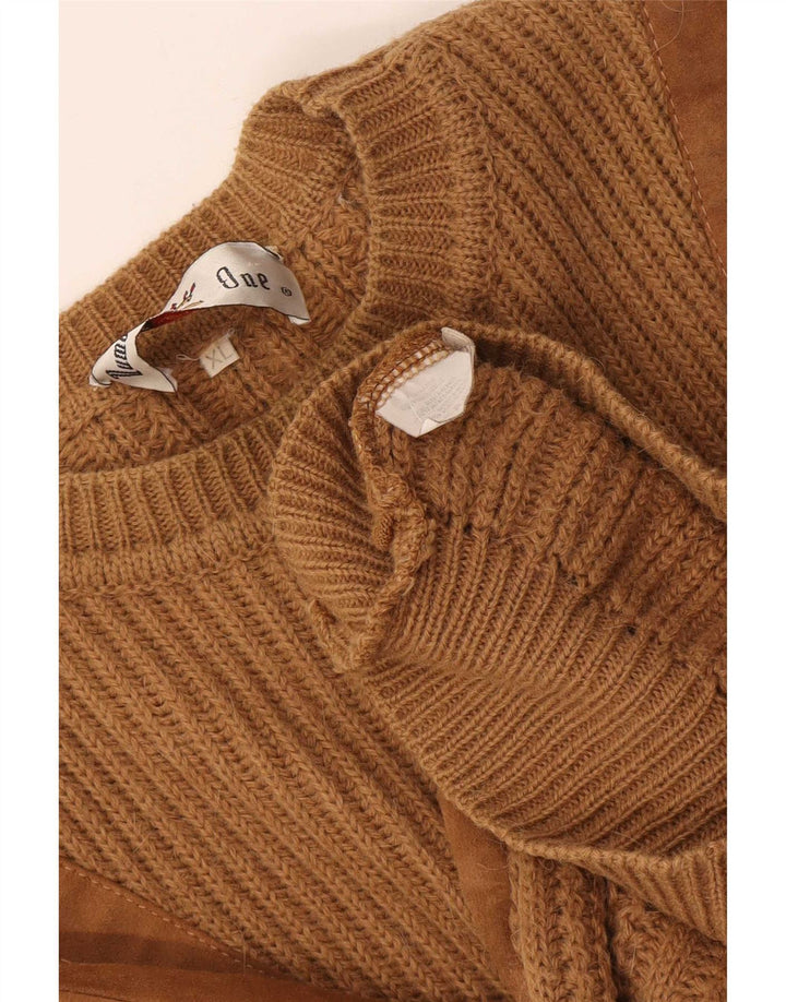 Number 1 Herren-Pullover mit Rundhalsausschnitt, XL, braune Wolle