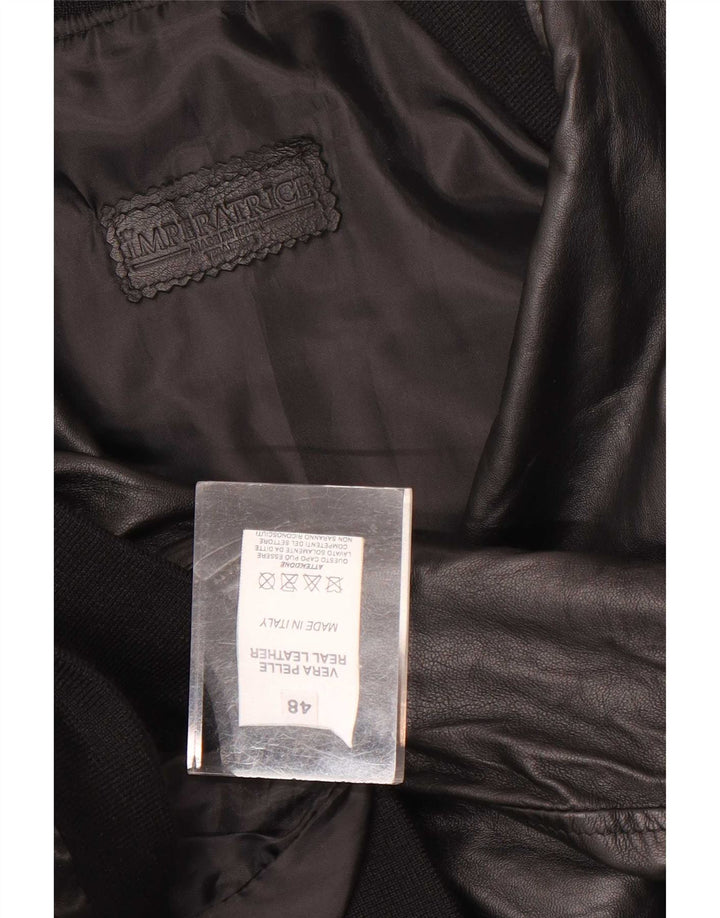 Vintage Herren Bomber Lederjacke IT 48 Mittelschwarzes Leder