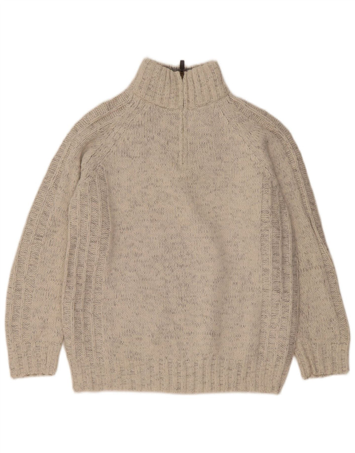 Marks & Spencer Herren-Pullover mit Reißverschluss am Hals, Mittelweiß geflecktes Acryl