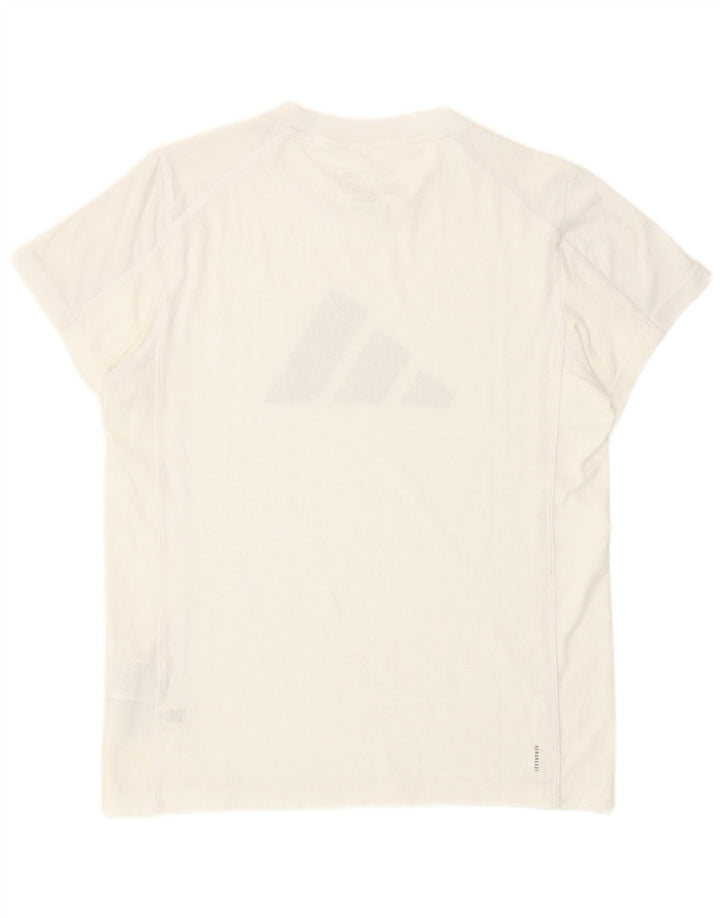 Adidas Damen Grafik T-Shirt Top UK 8/10 Small Weiß Polyester