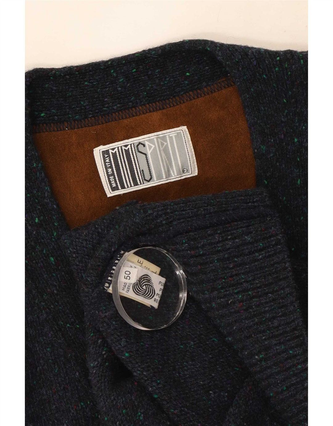 Vintage Herren Cardigan Pullover IT 50 Medium Marineblaue Wolle