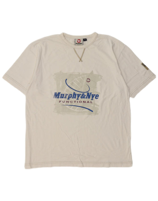 Murphy & Nye Herren Funktions-T-Shirt mit Grafik, Medium, gebrochenes Weiß