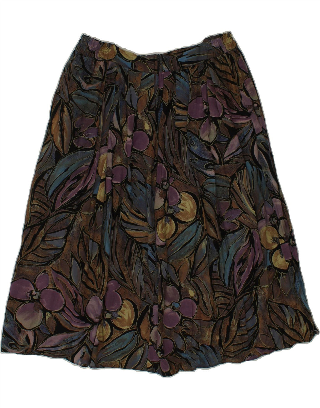 VINTAGE Womens Pleated Skirt EU 38/40 Medium W30 Multicoloured Floral Vintage Vintage and Second-Hand Vintage from Messina Hembry 