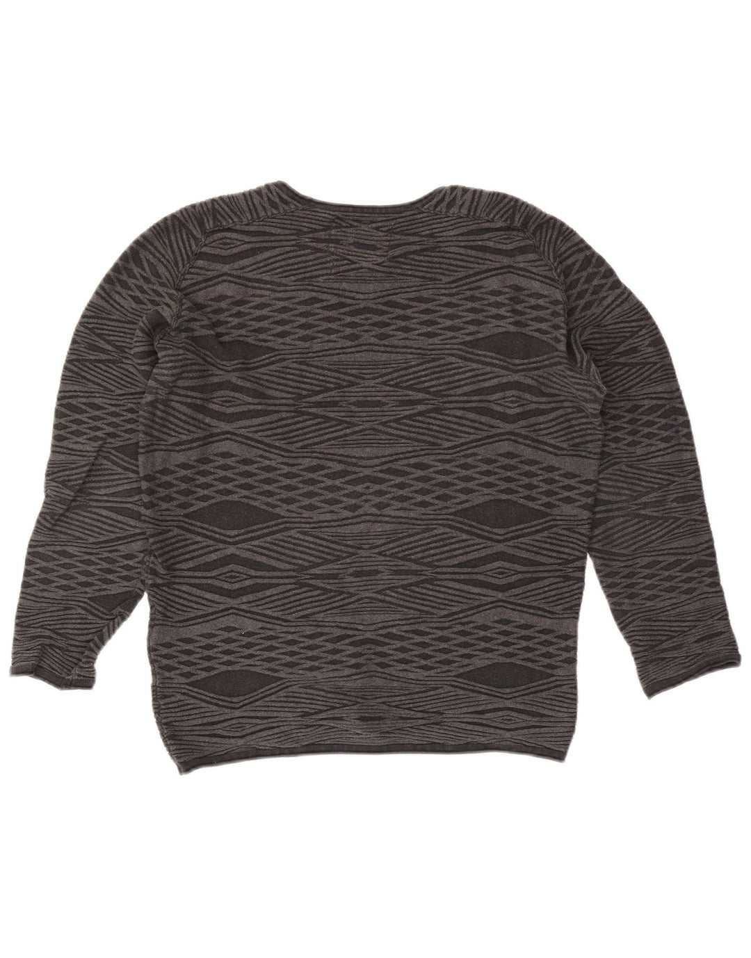 Jack & Jones Herren-Pullover mit Rundhalsausschnitt, Größe S, graue Argyle-/Diamant-Baumwolle