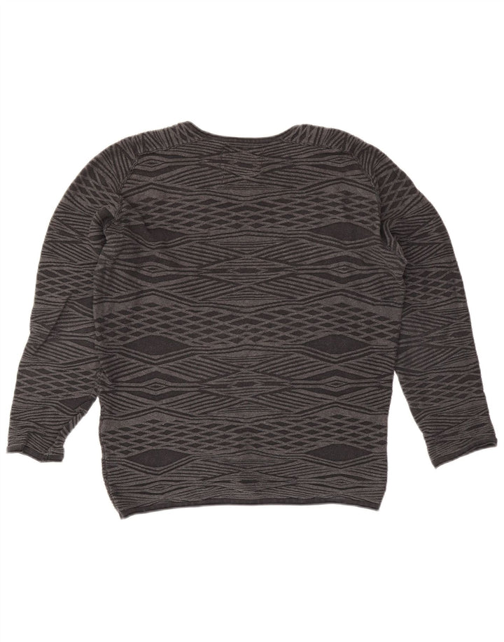 Jack & Jones Herren-Pullover mit Rundhalsausschnitt, Größe S, graue Argyle-/Diamant-Baumwolle
