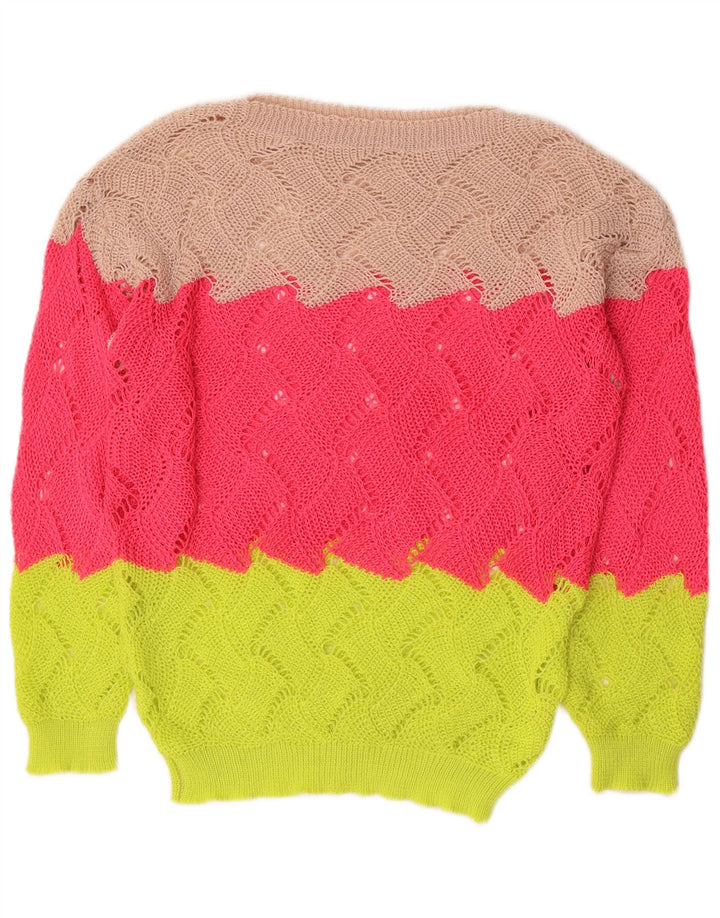 VINTAGE Damen-Pullover mit U-Boot-Ausschnitt, Gr. 14, mittelmehrfarbig