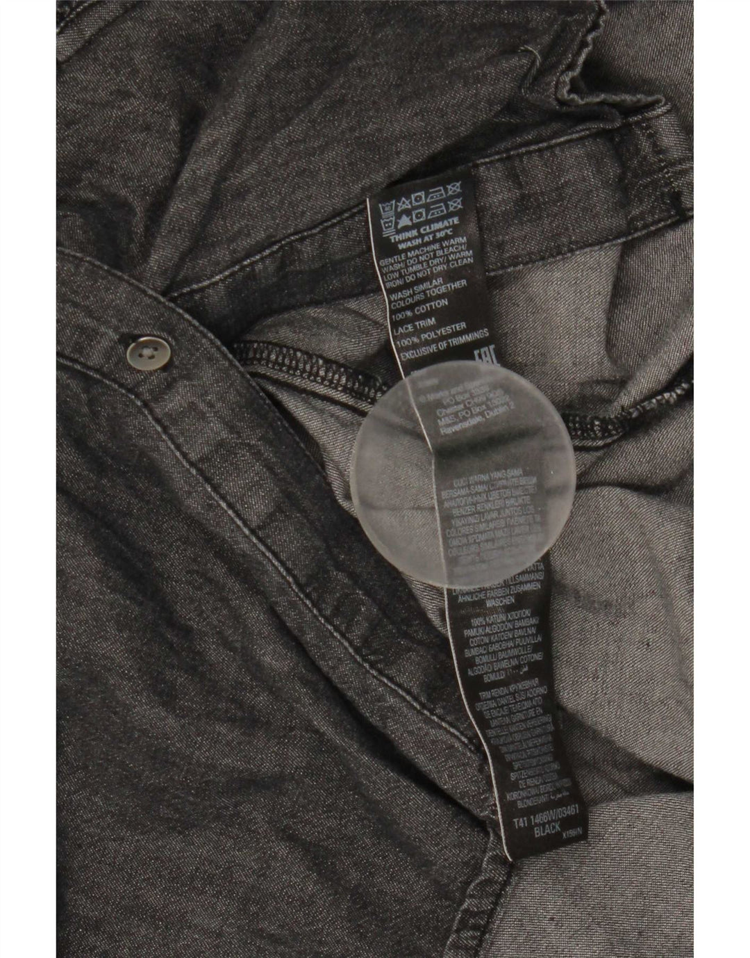 Marks & Spencer Damen Jeanshemd UK 12 Mittelschwarz gestreift aus Baumwolle