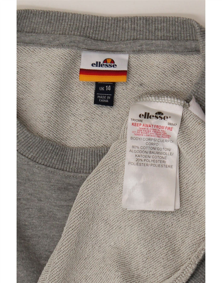Ellesse Womens Graphic Sweatshirt Pullover UK 14 Large Grau Baumwolle