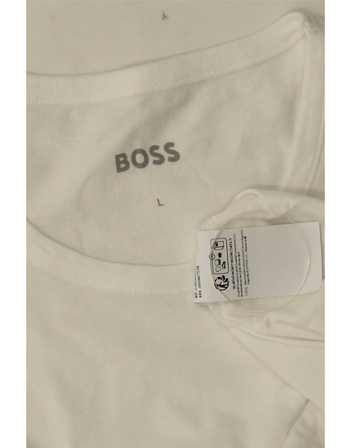 Hugo Boss Herren T-Shirt Top Große weiße Baumwolle