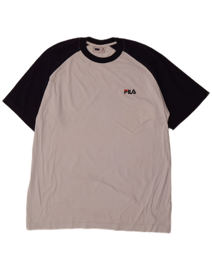 Fila Herren T-Shirt Top Large Grau Colourblock Baumwolle