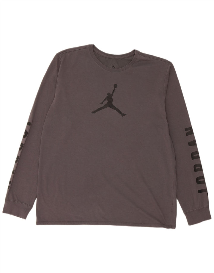 Jordan Herren Dri Fit Graphic Top Langarm XL Grau Baumwolle