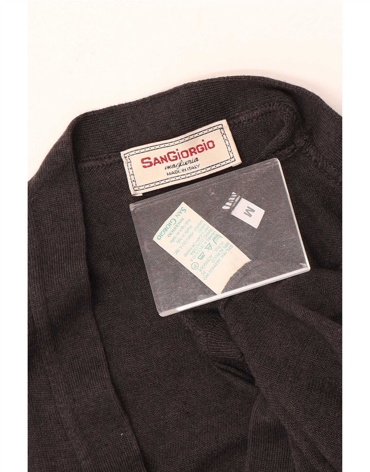 Sangiorgio Ärmelloser Herren-Cardigan-Pullover aus mittelgrauer Merinowolle