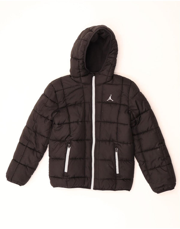Jordan Jungen gepolsterte Jacke mit Kapuze, 13–14 Jahre, XL, schwarzes Polyester