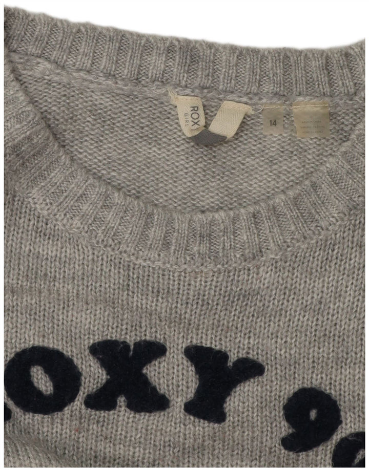 ROXY Damen Pullover mit grafischem U-Boot-Ausschnitt, UK 14, Mittelgrau
