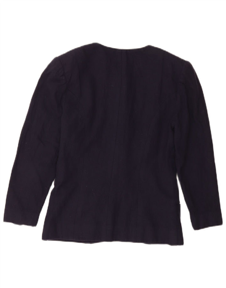 Luisa Spagnoli Damen Blazerjacke IT 42 Mittelmarineblaue Wolle