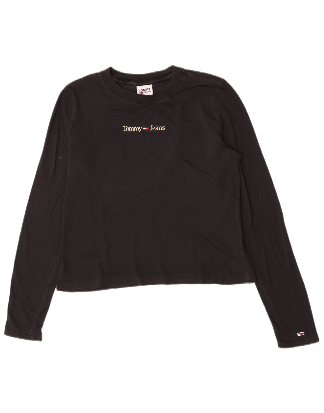 Tommy Hilfiger Damen Crop Graphic Top Langarm UK 12 Medium Schwarz