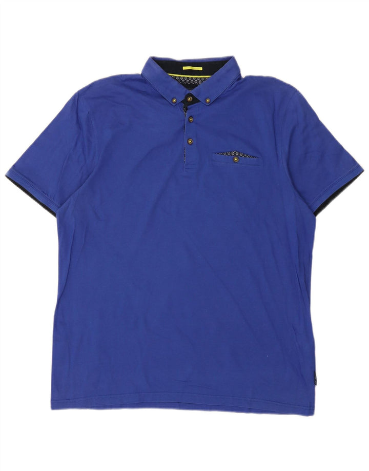 TED BAKER Herren-Poloshirt, Größe 5, XL, blaue Baumwolle