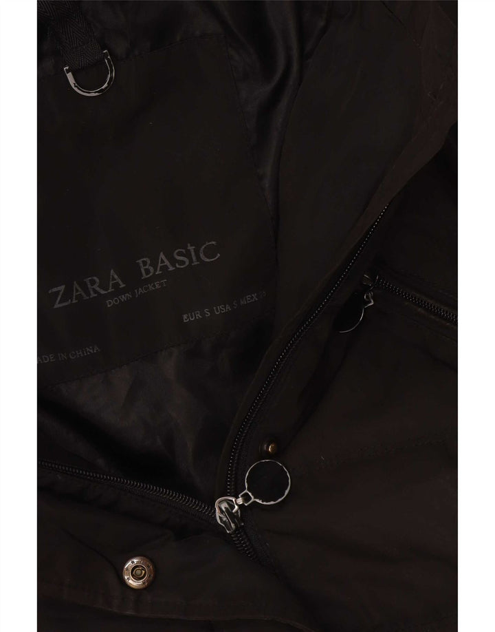 Zara Damen-Jacke mit Kapuze, gepolstert, Gr. 10, Größe S, Schwarz