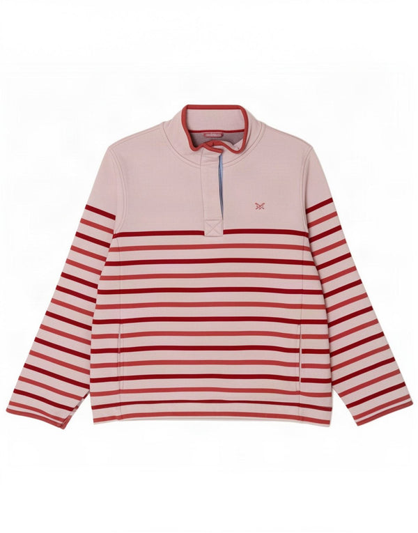 Crew Clothing Damen-Sweatshirt mit Knopfkragen, UK 16, groß, rosa gestreift