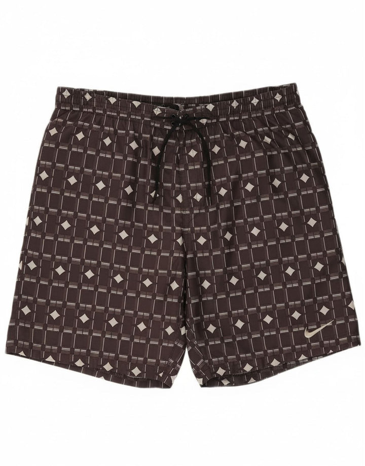 Nike Herren-Badeshorts, groß, braun, geometrisch, Polyester