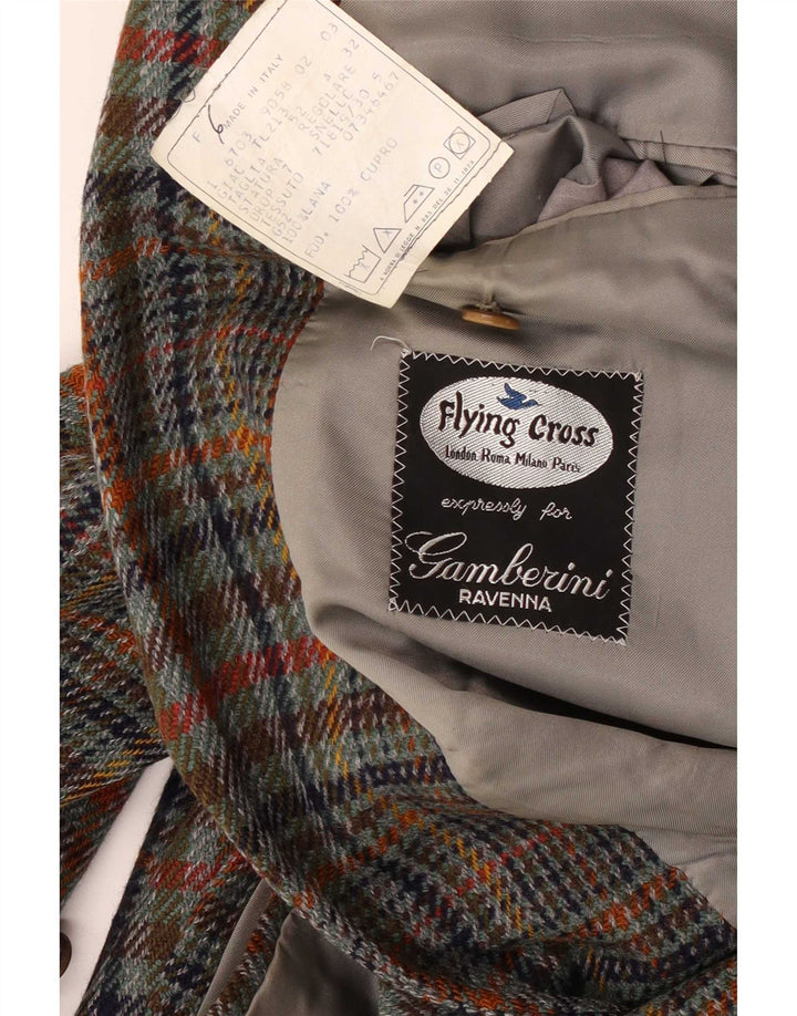 Flying Cross Herren-Blazer mit 2 Knöpfen, Größe 52, XL, mehrfarbig, karierte Wolle