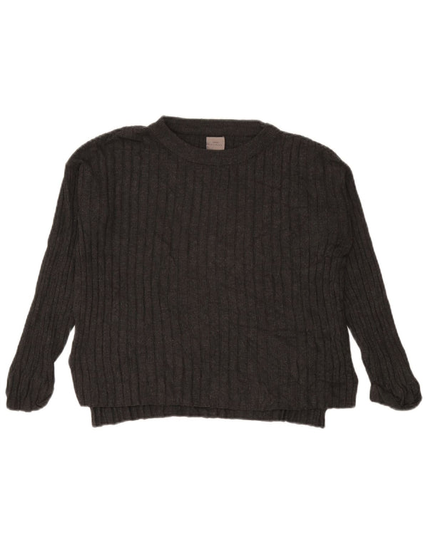 Zara Mädchen-Pullover mit U-Boot-Ausschnitt, übergroß, 8–9 Jahre, graue Viskose