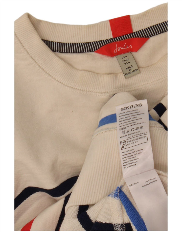 Joules Damen-Sweatshirt-Pullover in Übergröße, UK 8, Größe S, weiß, gestreift, Baumwolle