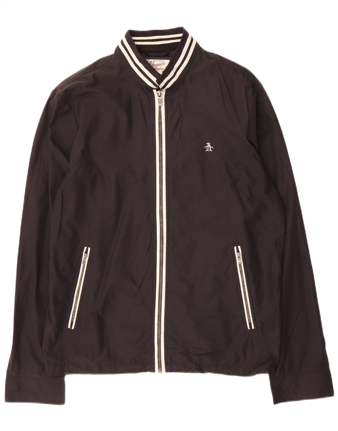 PINGUIN Herren Bomberjacke UK 40 Große schwarze Baumwolle