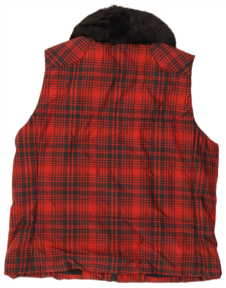 RALPH LAUREN Damen Weste UK 18 XL Rot kariertes Polyester
