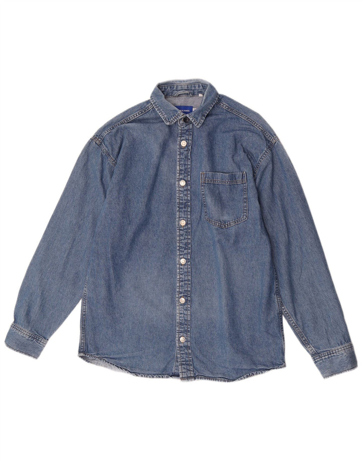 Jack & Jones Herren-Jeanshemd, groß, aus blauer Baumwolle