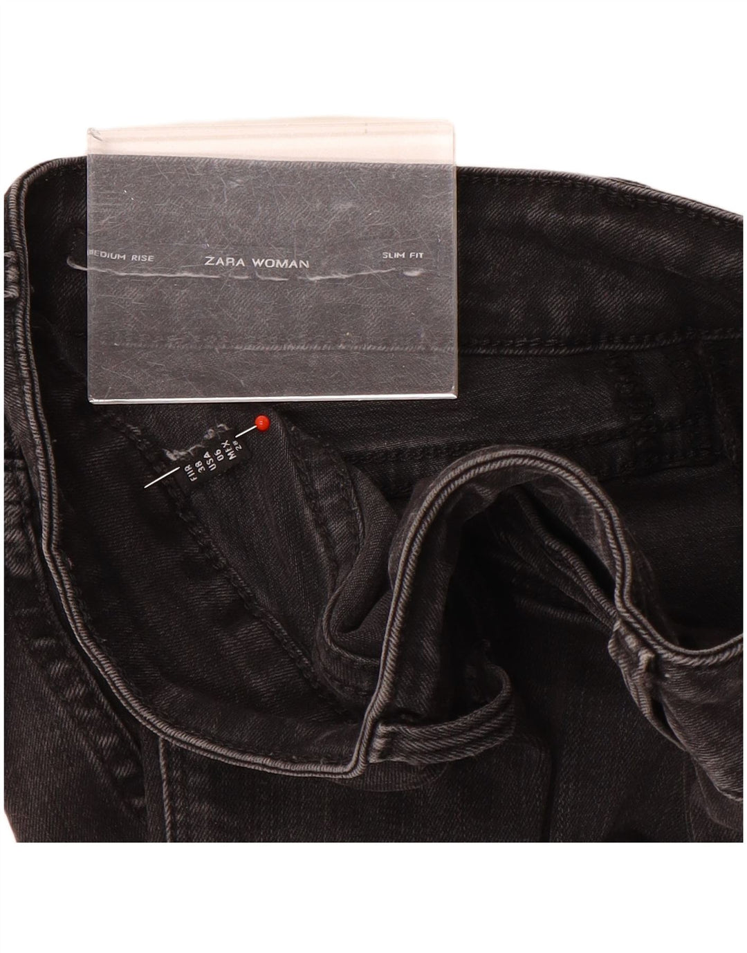Zara Damen Medium Rise Flare Slim Jeans EU 38 Small W28 L34 Schwarz
