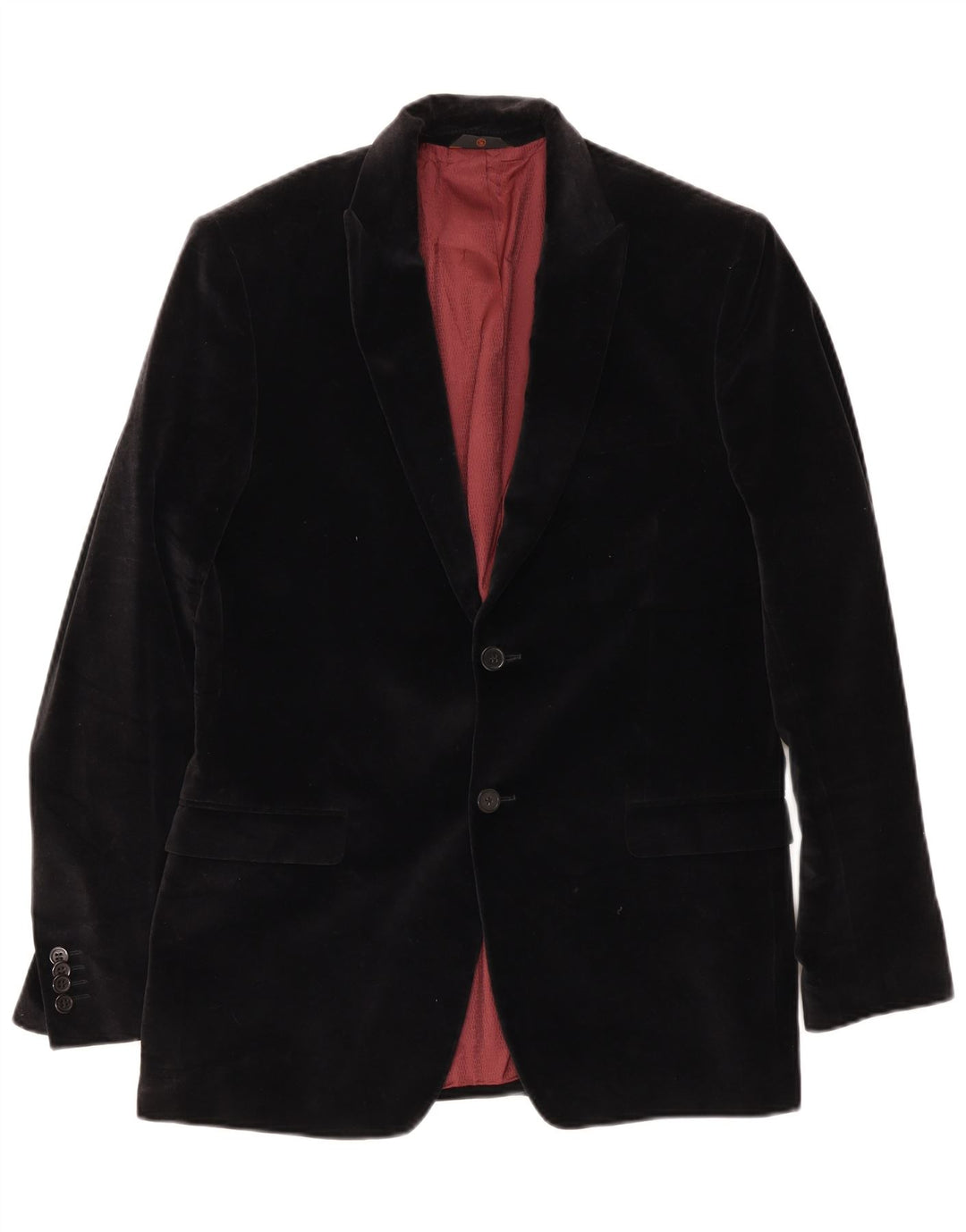 Conbipel Herren Studio 2-Knopf-Samt-Blazerjacke IT 52 Große schwarze Baumwolle