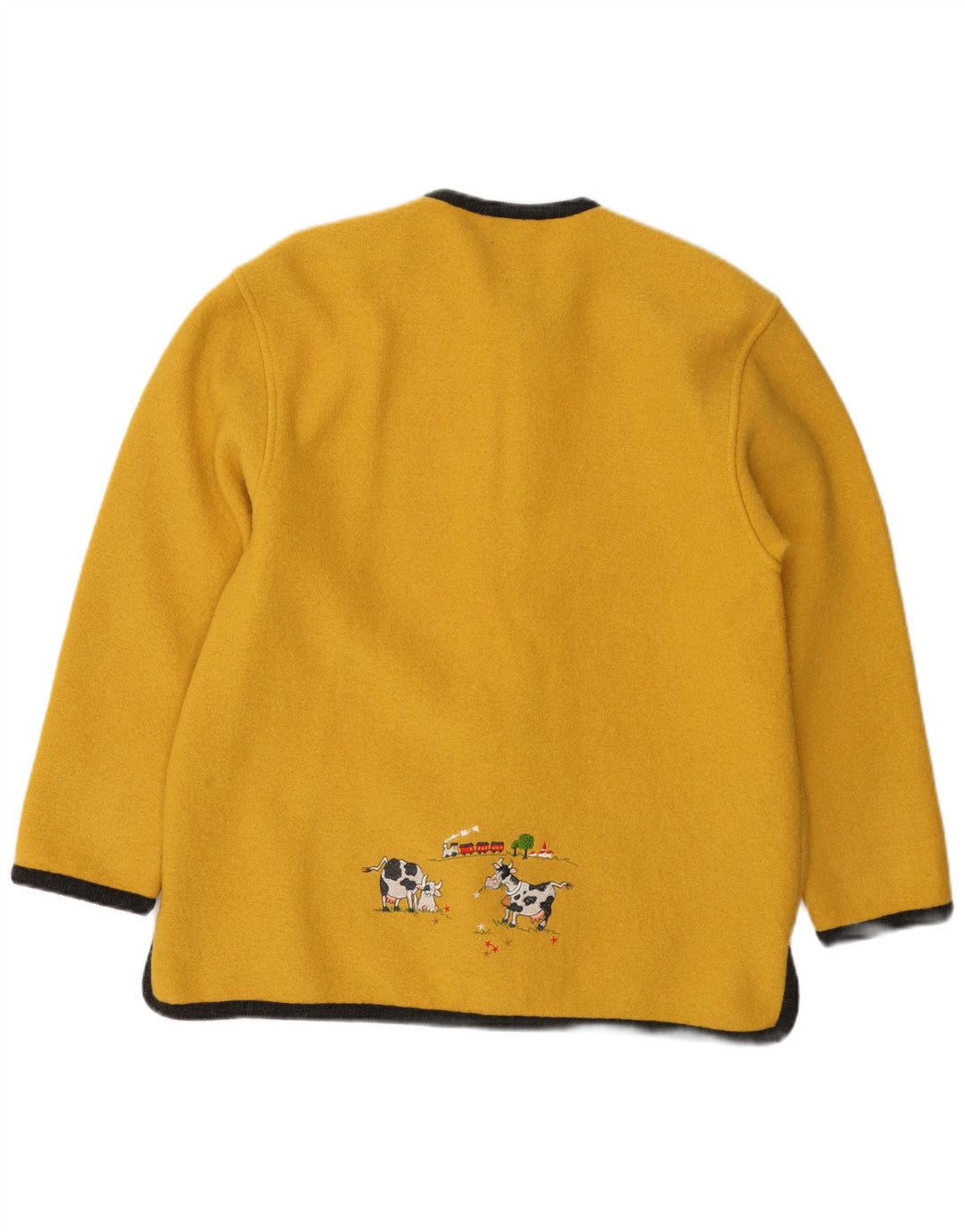 GEIGER Damen Strickjacke Pullover EU 42 Große gelbe Schurwolle