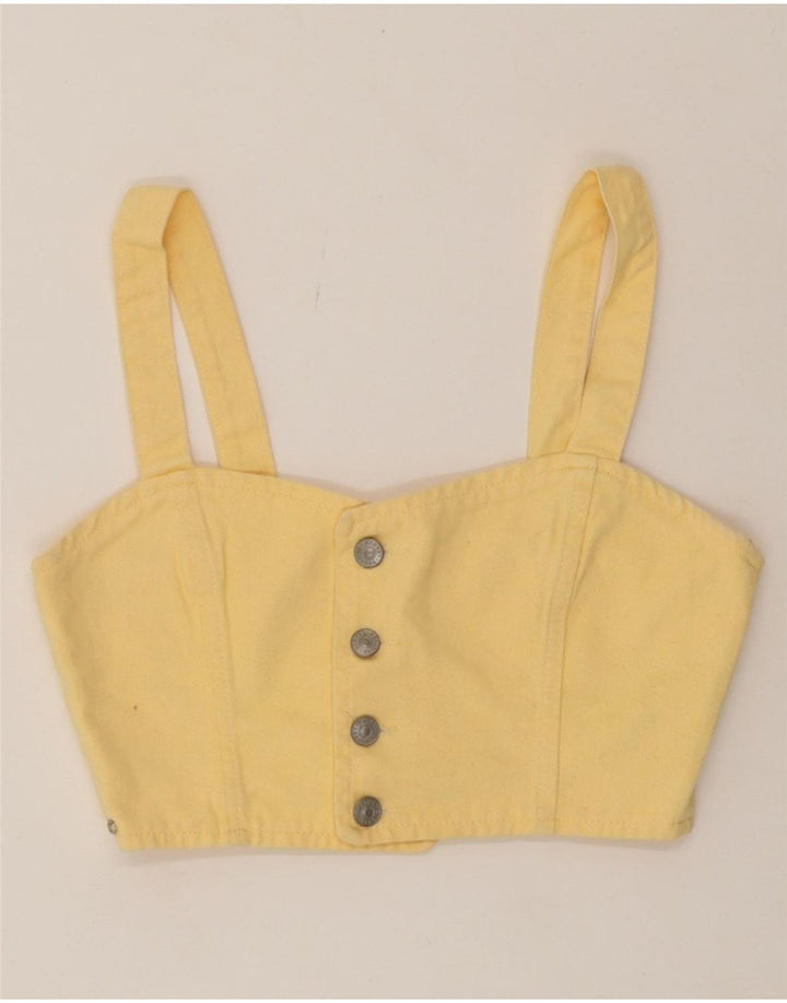PULL & BEAR Womens Bra Cami Top UK 6 XS Yellow Cotton Vintage Pull & Bear and Second-Hand Pull & Bear from Messina Hembry 