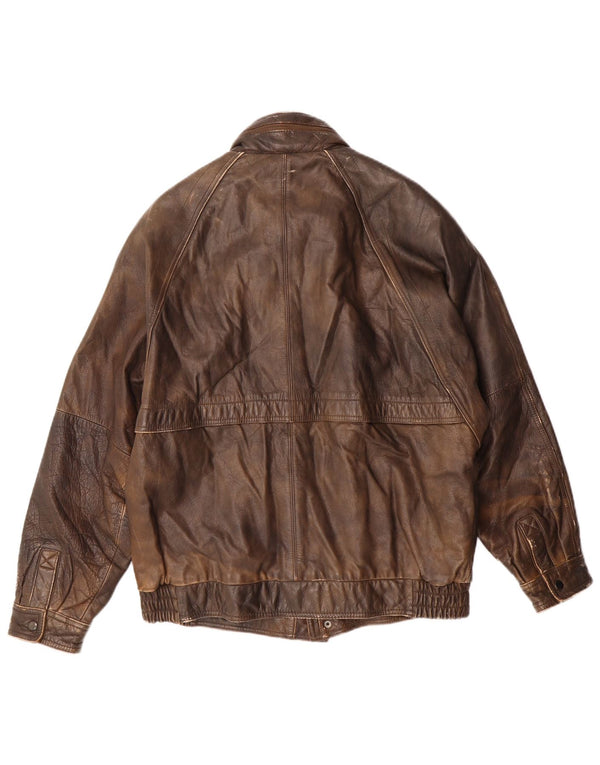 Harajuku Mother Herren Lederjacke UK 40 Großes braunes Leder