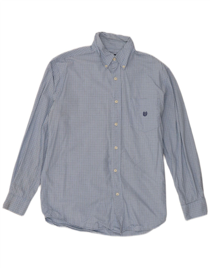 Chaps Herrenhemd aus mittelblauer Gingham-Baumwolle