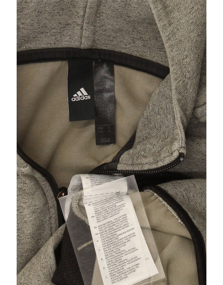 Adidas Herren-Kapuzenpullover mit Reißverschluss, mittelgraue Baumwolle