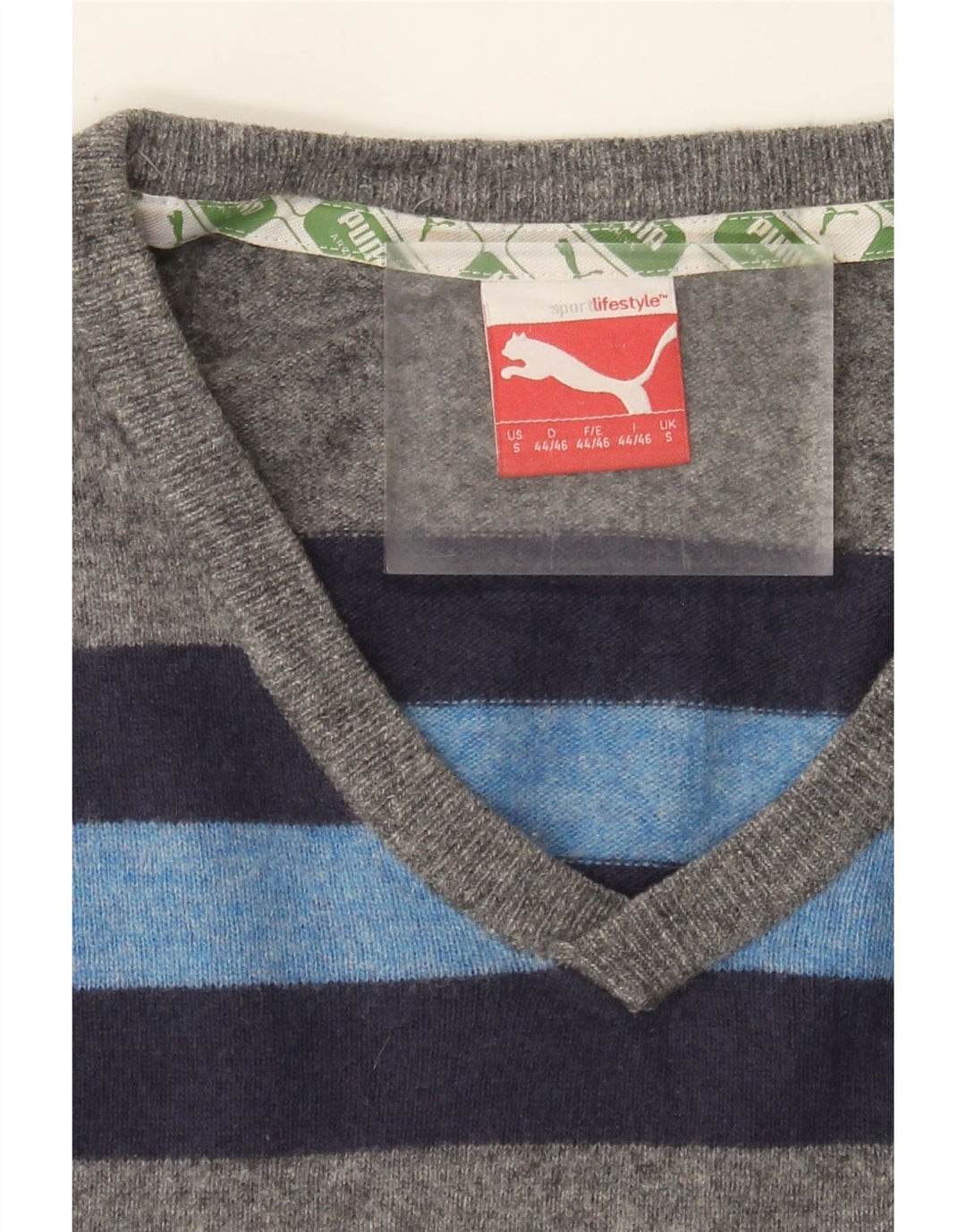 Puma Herren-Pullover mit V-Ausschnitt, klein, graue Farbblock-Lammwolle