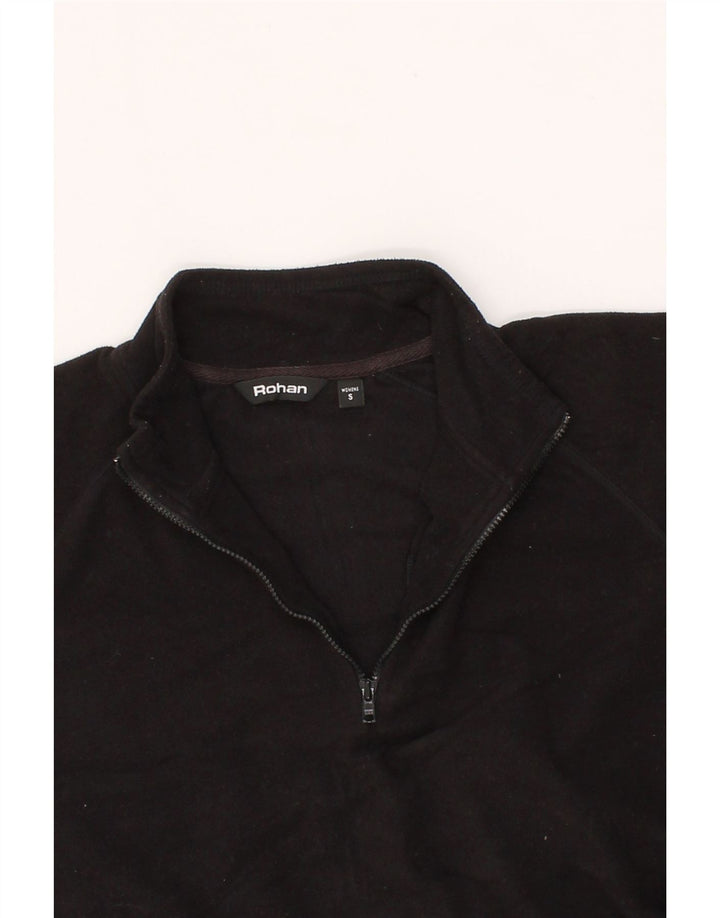 ROHAN Womens Zip Neck Fleece Jumper UK 10 Small Black Polyester Vintage Rohan and Second-Hand Rohan from Messina Hembry 