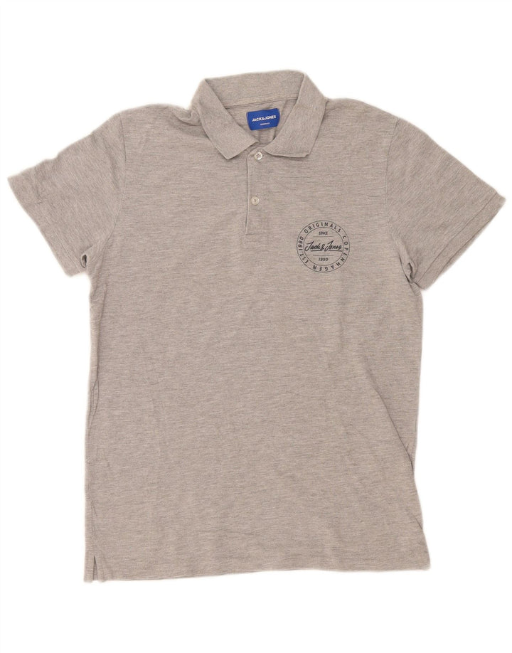 Jack & Jones Herren-Poloshirt mit normaler Passform, mittelgraue Baumwolle
