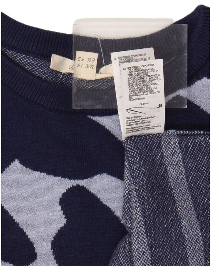 WHITE STUFF Damen-Pullover mit Rundhalsausschnitt, Gr. 40, Größe L, Marineblau gestreift
