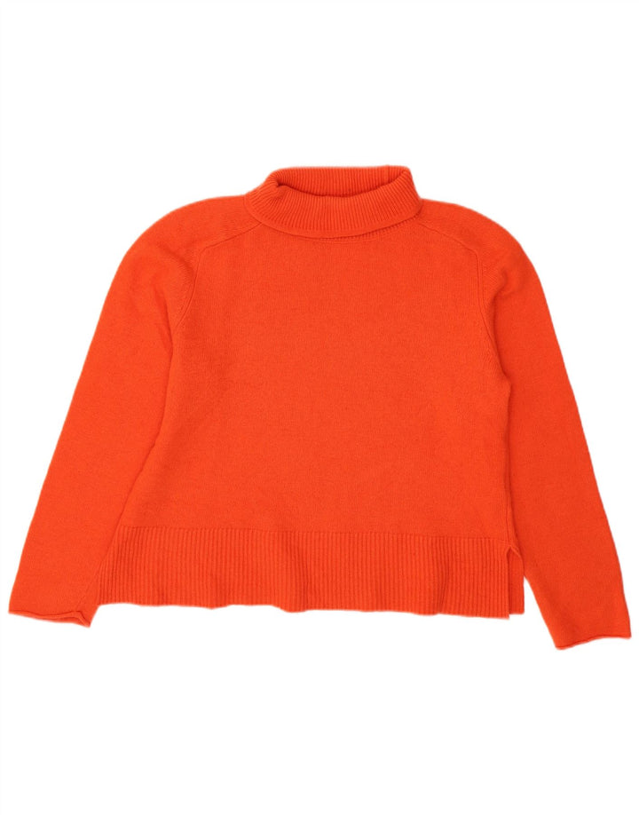 Massimo Dutti Damen Crop Rollkragenpullover Pullover UK 16 Große orange Wolle