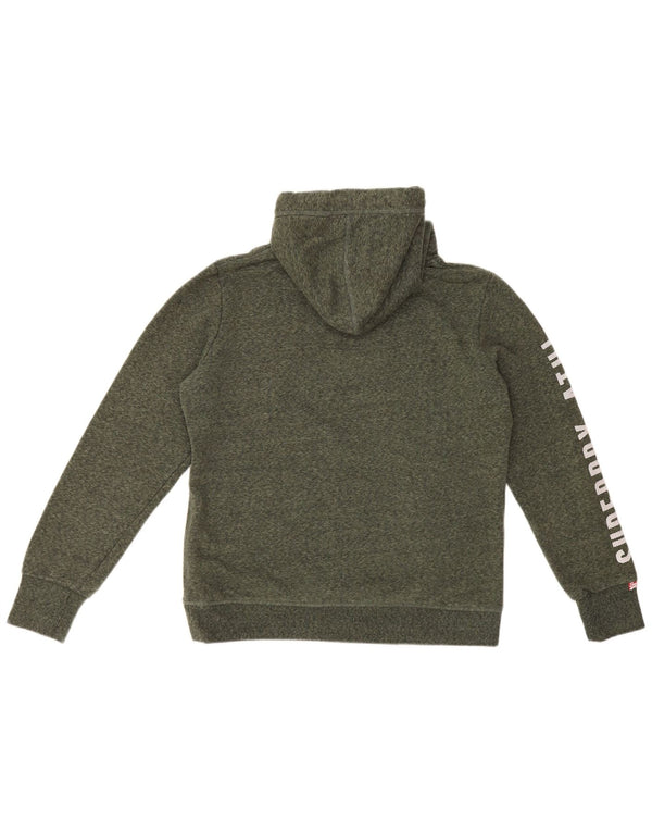 Superdry Damen-Kapuzenpullover mit Grafik, UK 14, Größe L, grün gefleckte Baumwolle