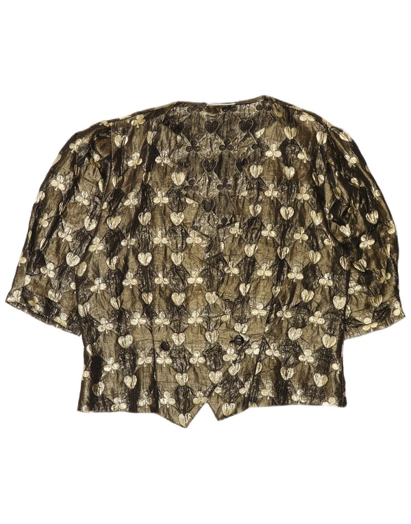 Hermann Lange Damen Kurzarm-Hemdbluse EU 38 Medium Gold Floral