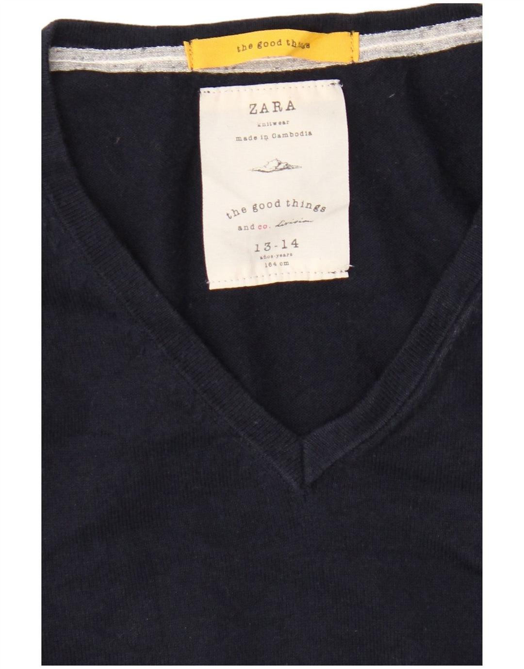 Zara Jungen-Pullover mit V-Ausschnitt, 13–14 Jahre, Marineblau