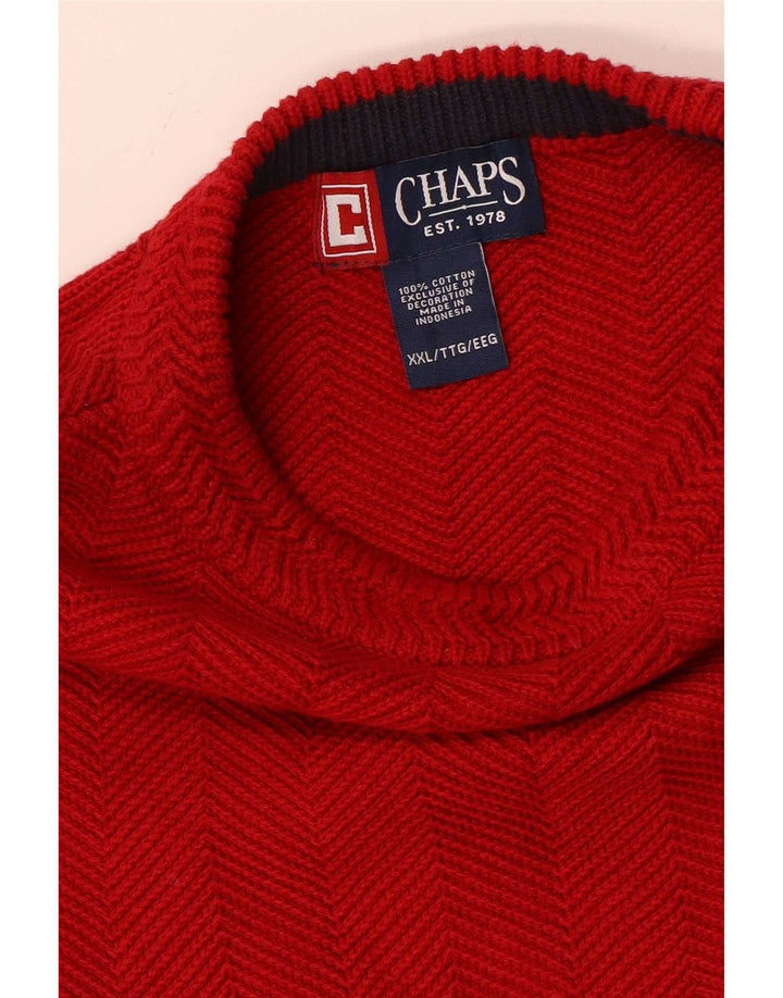 Chaps Herren-Pullover mit Rundhalsausschnitt, 2XL, rote Baumwolle mit Fischgrätenmuster
